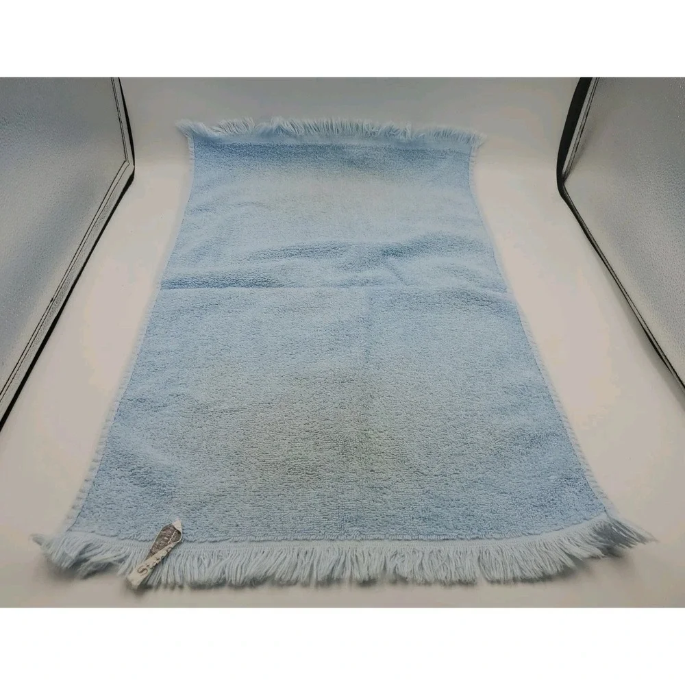 Vintage Cannon State Pride Blue Roses Floral Hand Towel Fringe 14X24